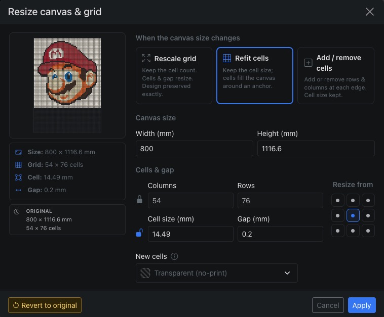Add or remove cells per edge